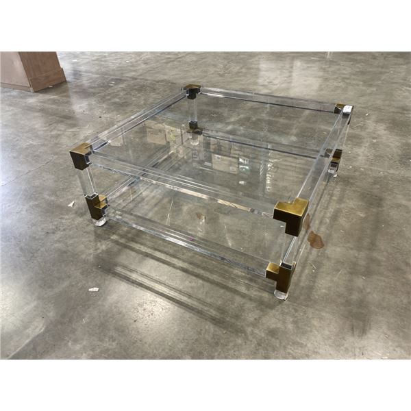 MODERN CLEAR ACYRLIC / GLASS GHOST TABLE, 36 X 36