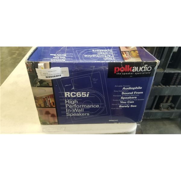 POLK AUDIO PAIR IN WALL SPEAKERS RC65I - TESTED WORKING, RETAIL $329