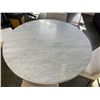Image 6 : RESTORATION HARDWARE ROUND MARBLE TABLE WITH 4 UPHOLSTERED CHAIRS, 48 INCH DIAMETER