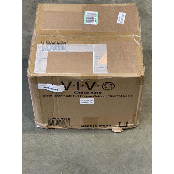 VIVO BLACK 1000FT CAT6 FULL COPPER OUTDOOR ETHERNET  CABLE