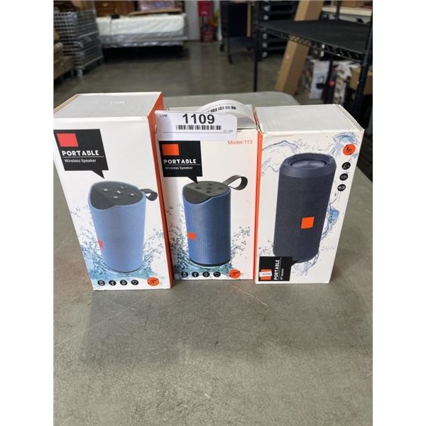 3 PORTABLE BLUETOOTH SPEAKERS