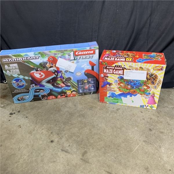AS NEW CARRERA FIRST MARIO KART SLOT CARD TRACK AND SUPER MARIO MAZE GAME