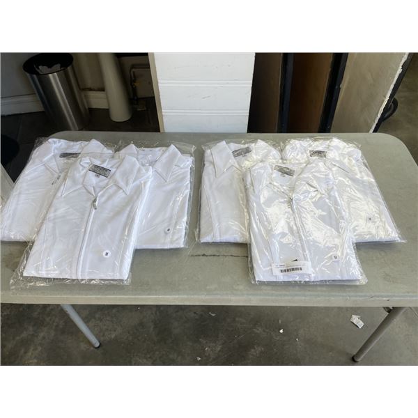 6 NEW WHITE  LONG SLEEVE SHIRTS - SIZE MEDIUM