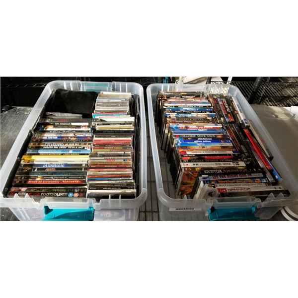 2 TOTES OF DVDS