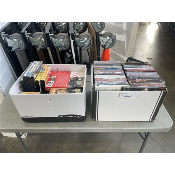 BOX OF ASSORTED DVDS AND COLLECTIBLE VHS TAPES
