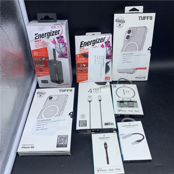 ENERGIZER SMARTPHONE CHARGER WITH ENERGIZER POWER BANK AND IPHONE CASES RETAIL $150
