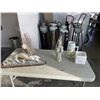 Image 1 : 2 LARGE BLOWN GLASS CANDLE STANDS AND LOT OF ASSORTED COLLECTIBLES