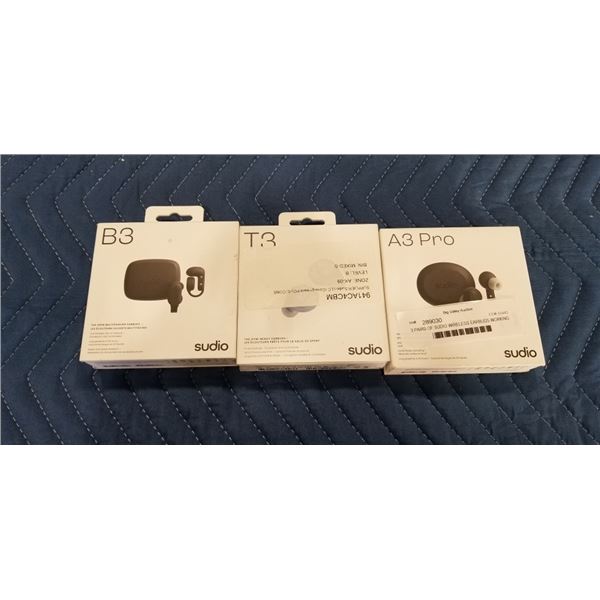 3 PAIRS OF SUDIO WIRELESS EARBUDS WORKING CONDITION UNKNOWN
