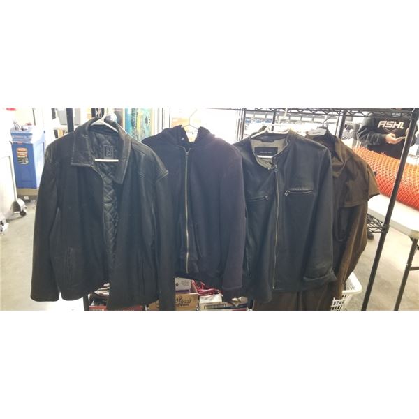SYDNEY OILSKIN SIZE MEDIUM JACKET AND 3 MENS JACKETS / SWEATERS