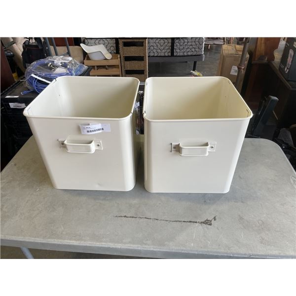 2 METAL STORAGE BINS