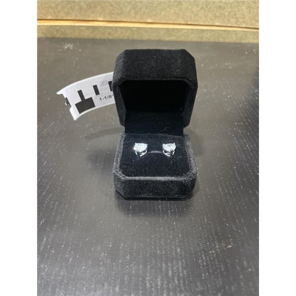 NEW S925 2.0CT SIMULATED DIAMOND (CZ) HEART EARRINGS, MOUNTED IN 925 STERLING SILVER W/ WHITE GOLD O