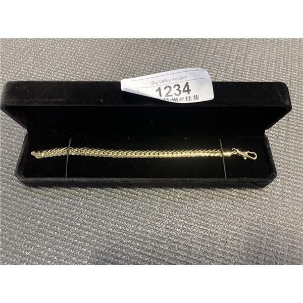 NEW 14K GOLD PLATED 9.0MM CUBAN LINK BRACELET - 8" LONG