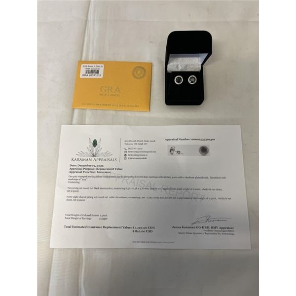 2.00 CT TW GRA CERTIFIED ROUND BRILLIANT CUT MOISSANITE STONE VVS BLACK COLOR WITH 48 ROUND BRILLIAN