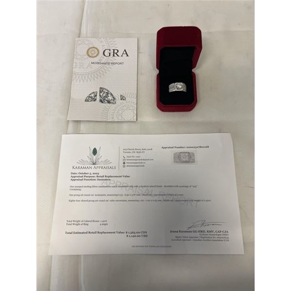 1.00 CT GRA CERTIFIED ROUND BRILLIANT CUT MOISSANITE STONE VVS D COLOR WITH 84 ROUND BRILLIANT CUT C