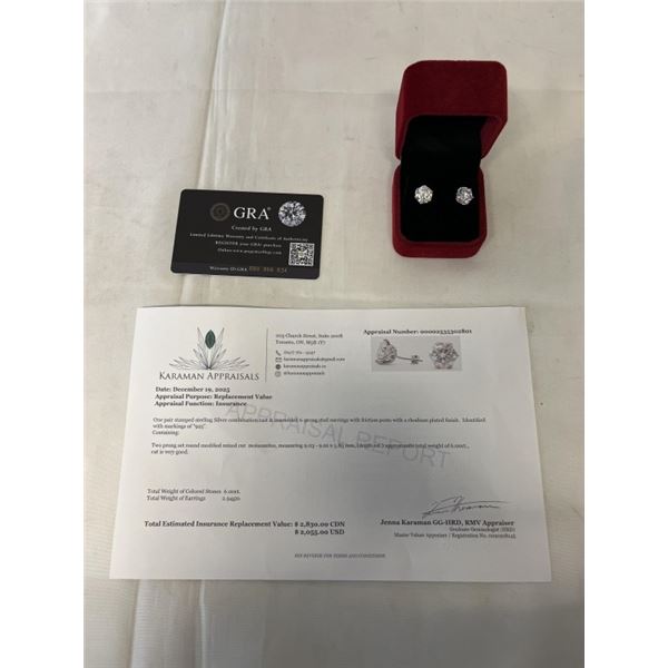 6.00 CT TW GRA CERTIFIED ROUND BRILLIANT CUT MOISSANITE STONES VVS D COLOR SET IN 6 CLAW FILAGREE HE