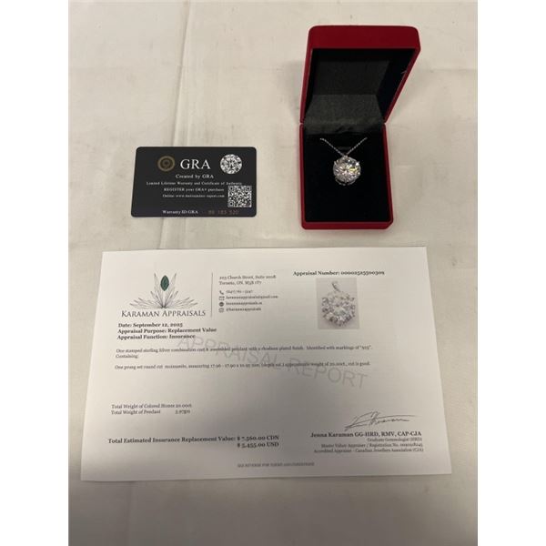 20.00 CT GRA CERTIFIED ROUND BRILLIANT CUT MOISSANITE STONE VVS D COLOR SET IN 6 CLAW BASKET HEAD SE