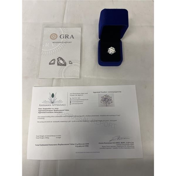 10.00 CT GRA CERTIFIED ROUND BRILLIANT CUT MOISSANITE STONE VVS D COLOR SET IN 6 CLAW HEAD SET IN 9