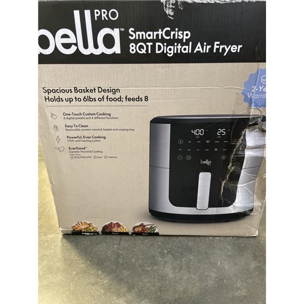 BELLAPRO 8QT SMART CRISP AIR FRYER - TESTED WORKING, RETAIL $259