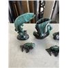 Image 2 : BLUE MOUNTAIN POTTER ANIMAL FIGURES - SWAN, DOLPHIN, FISH, AND 2 SEALS