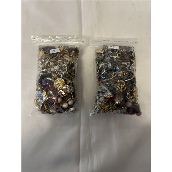 2 SMALL BAGS OF JEWELRY AND PARTS ETC