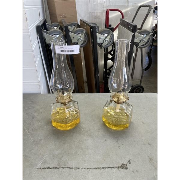 2 ANTIQUE OIL LAMPS W/ SHADES