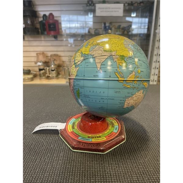 ANTIQUE METAL GLOBE, ARTICULATING AND SPINNING, GOOD CONDITION