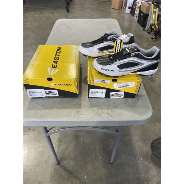 2 NEW PAIRS OF EASTON DIAMOND LO WFII SIZE 9 AND 8 BASEBALL CLEATS BLACK / WHITE