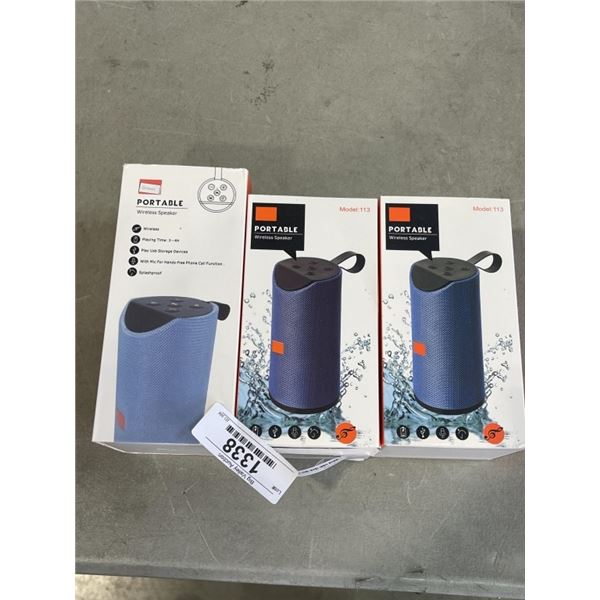 3 PORTABLE BLUETOOTH SPEAKERS