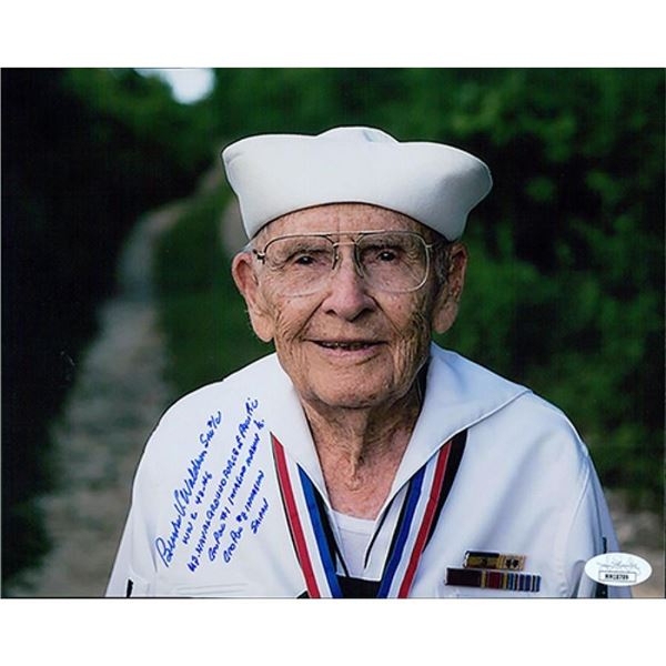 Burke Waldron WWII vet signed photo. JSA Authenticated
