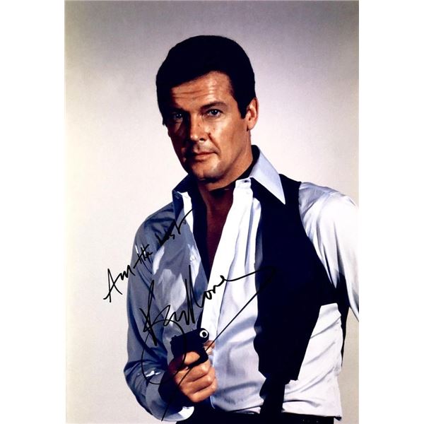 James Bond Roger Moore facsimile signed photo