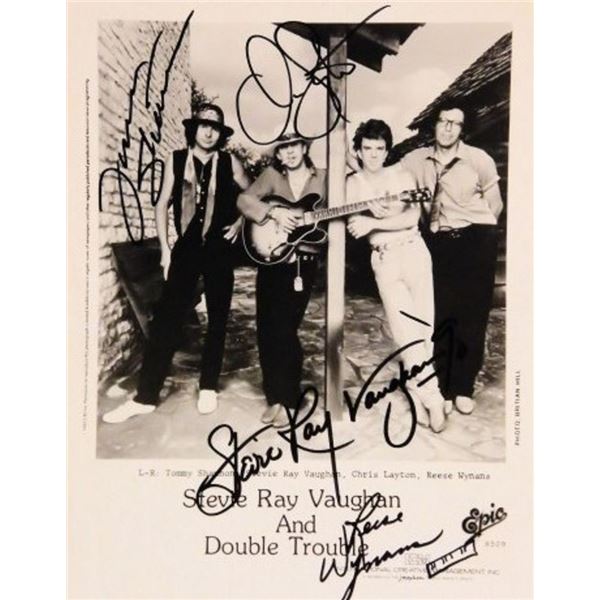 Stevie Ray Vaughan and Double Trouble facsimile signed promo photo