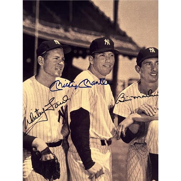 Whitey Ford, Mickey Mantle and Billy Martin facsimile signed photo