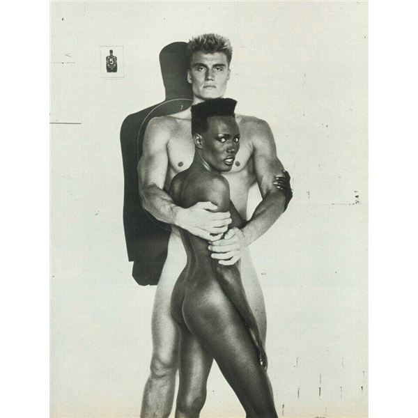 Grace Jones and Dolph Lundgrenphoto reprint