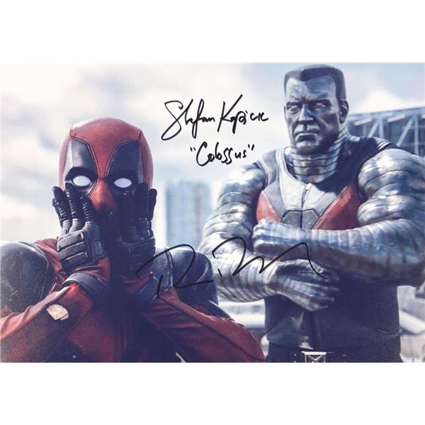 Deadpool Ryan Reynolds and Stefan Kapicic facsimile signed movie photo