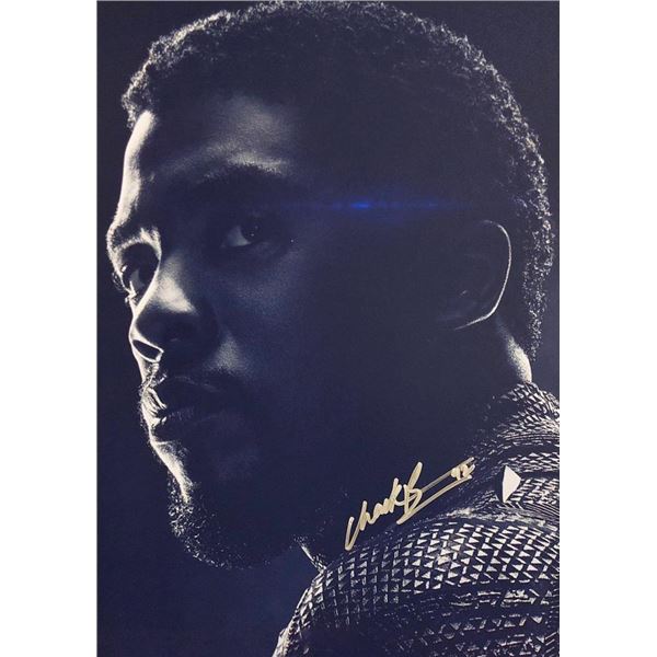 Black Panther Chadwick Boseman facsimile signed movie photo