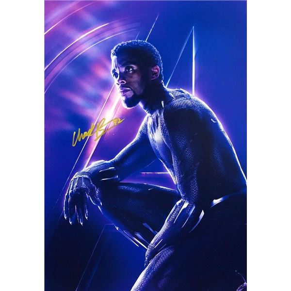 Black Panther Chadwick Boseman facsimile signed movie photo