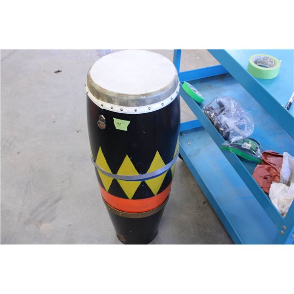 Black Conga Drum with Painted Geometric Design