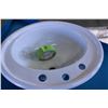 Image 2 : White ceramic drop-in sink featuring three pre-drilled faucet holes. 