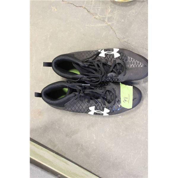 Black Under Armour athletic shoes, size US 10 (EU 44, UK 9). 