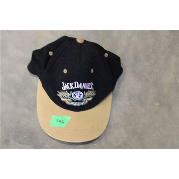 Jack Daniel's black and tan baseball cap featuring an embroidered logo on the front. 