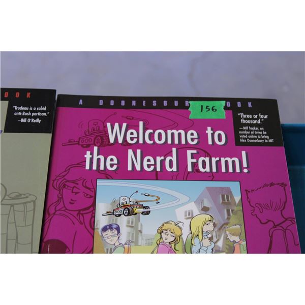 Five Doonesbury comic book collections by Garry Trudeau. Titles include 'Peace Out, Dawg!', 