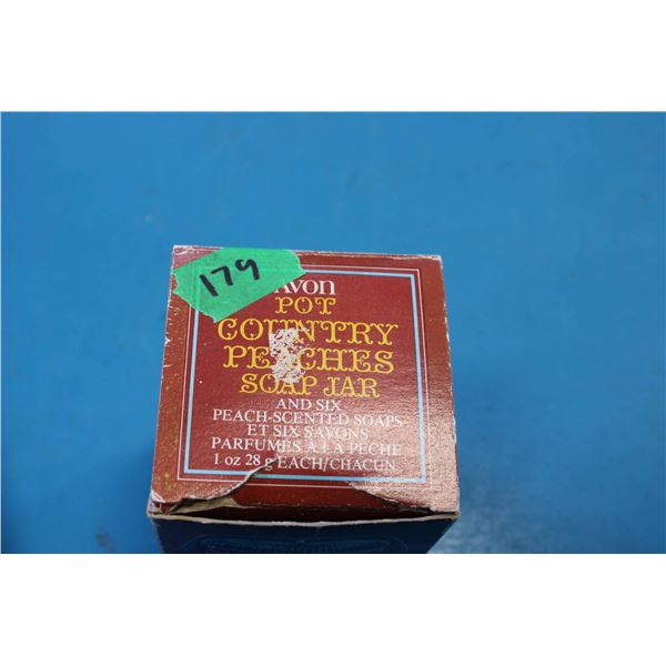 Avon Pot Country Peaches Soap Jar with Peach-Scented Soaps
