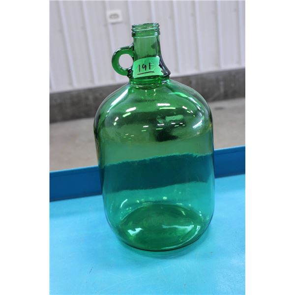 Green Glass One-Gallon Jug with Handle
