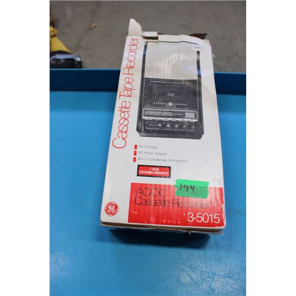 GE 3-5015 Cassette Tape Recorder in Original Box
