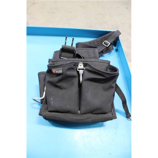 Black Tool Belt with Pouches and Adjustable Strap

