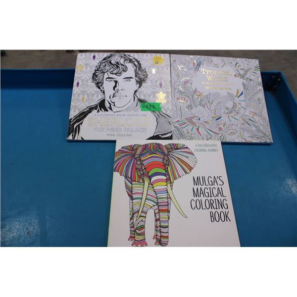 Three adult coloring books