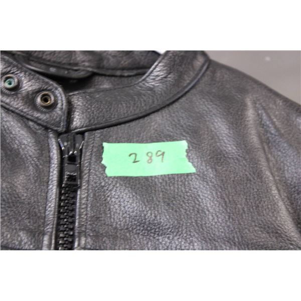 Black Leather CE Armoured Motorcycle Jacket With Scotchlite Reflective Material Small