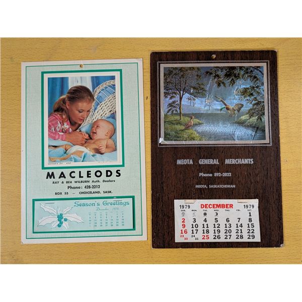 Advertising calender, McCleods 1978, Meota 1979