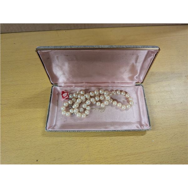 Faux pearl necklace, clasp marked SILVER