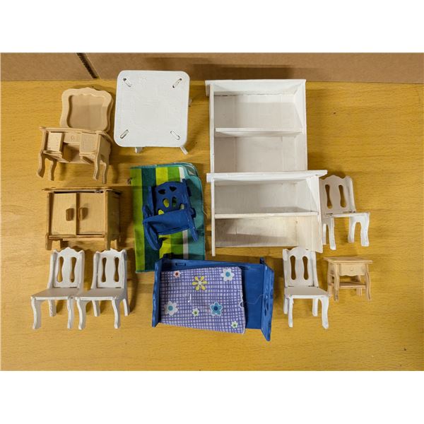Lot of wood doll furniture